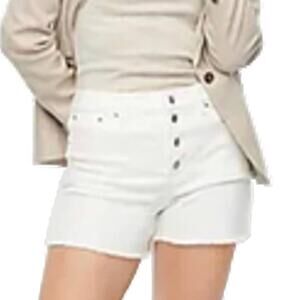 J.Crew High Rise Denim Shorts White Button Fly Plus Size 22 NEW